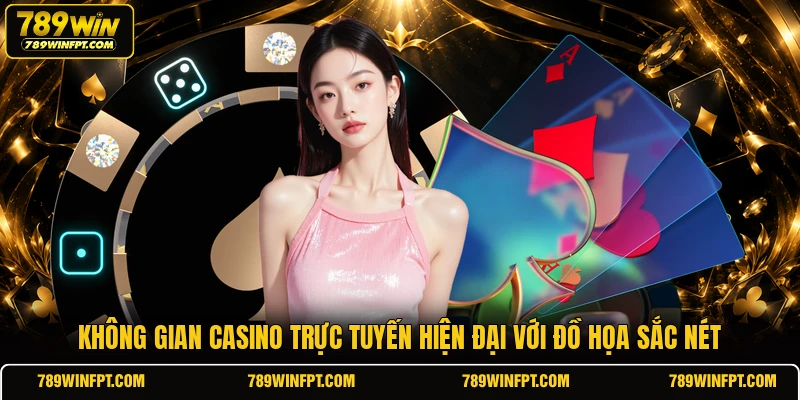 Không gian casino trực tuyến hiện đại với đồ họa sắc nét